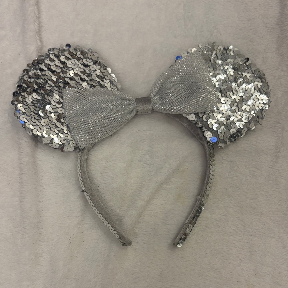 Disney Silver Sequin Minnie Ears Headband